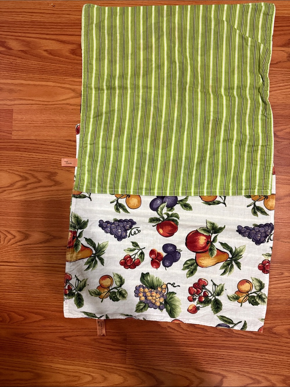 Green Stripe and Fruit Print Kitchen Towel - Green set of 4